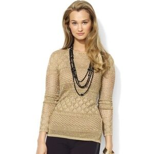 Lauren Ralph Lauren Metallic Gold Knit Sweater
